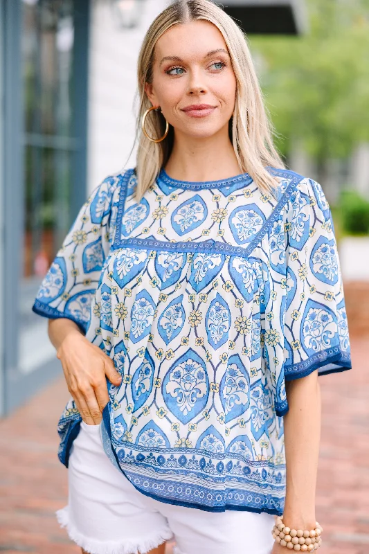 Know The Truth Blue Abstract Blouse