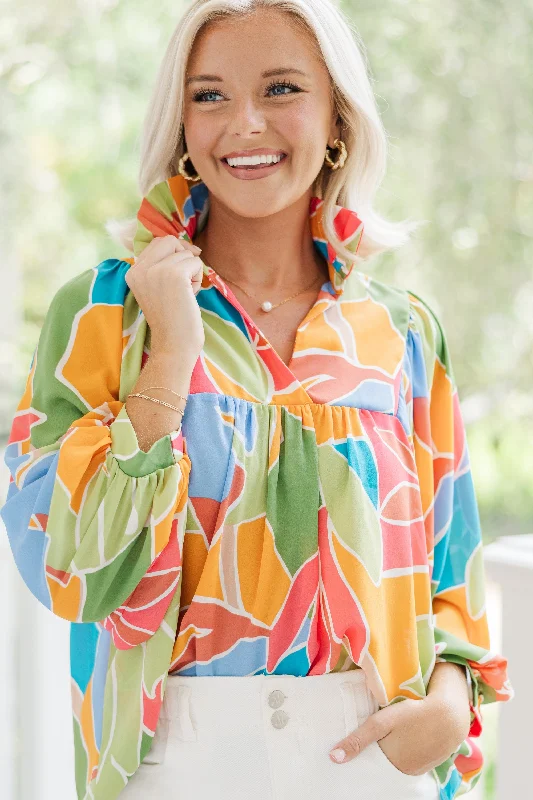 The Morgan Bahama Green Abstract Blouse