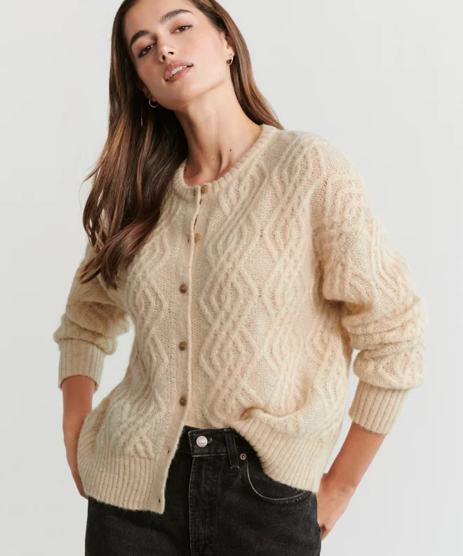 Cable Crewneck Cardigan